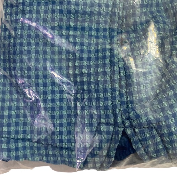 Free People FP Movement Forty Love Shorts Blue Teal Plaid Pattern Pockets Medium - Picture 3 of 8